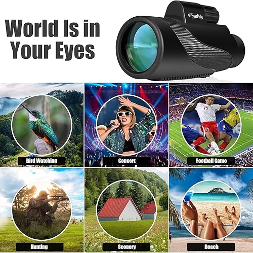 Miniatura 4 de Telescopio monocular monocular monocular de alta potencia de 12 x 50 para adultos con adaptador de teléfono inteligente, lente FMC y prisma BAK4,