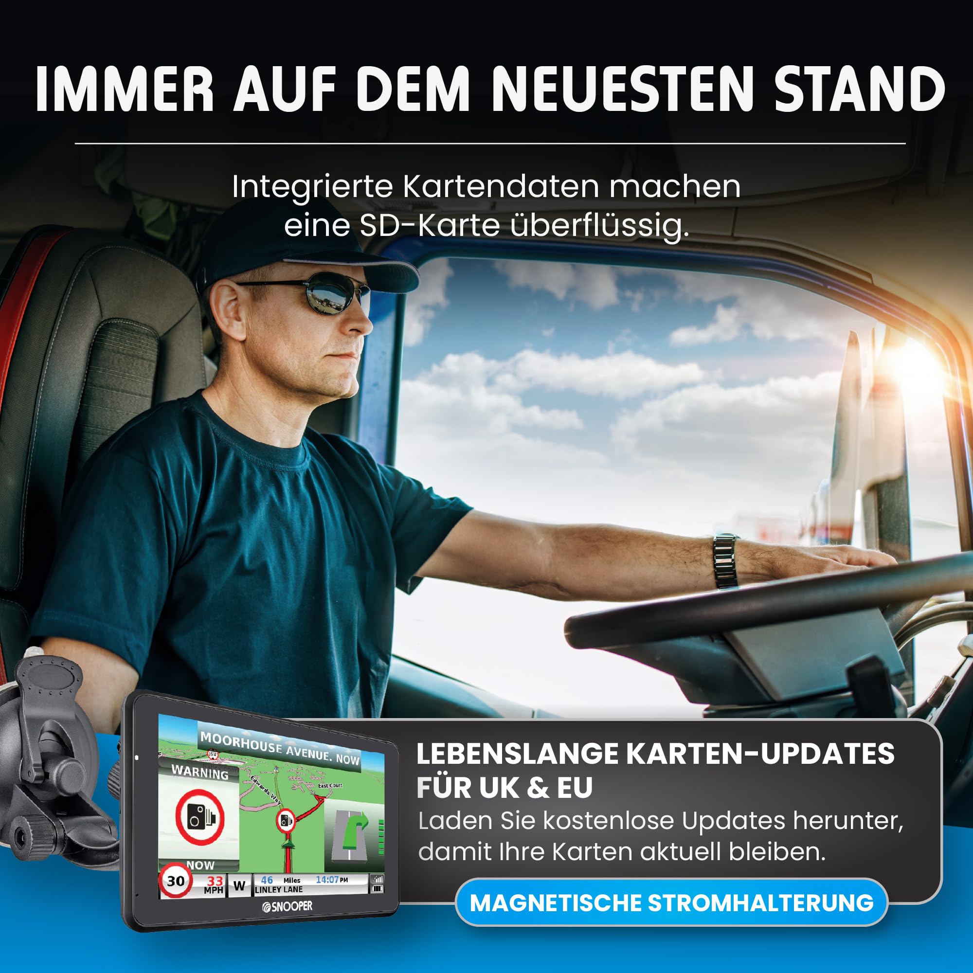 Snooper S6900 Truckmate EU LKW Navigationssystem mit aktiver Magnethalterung