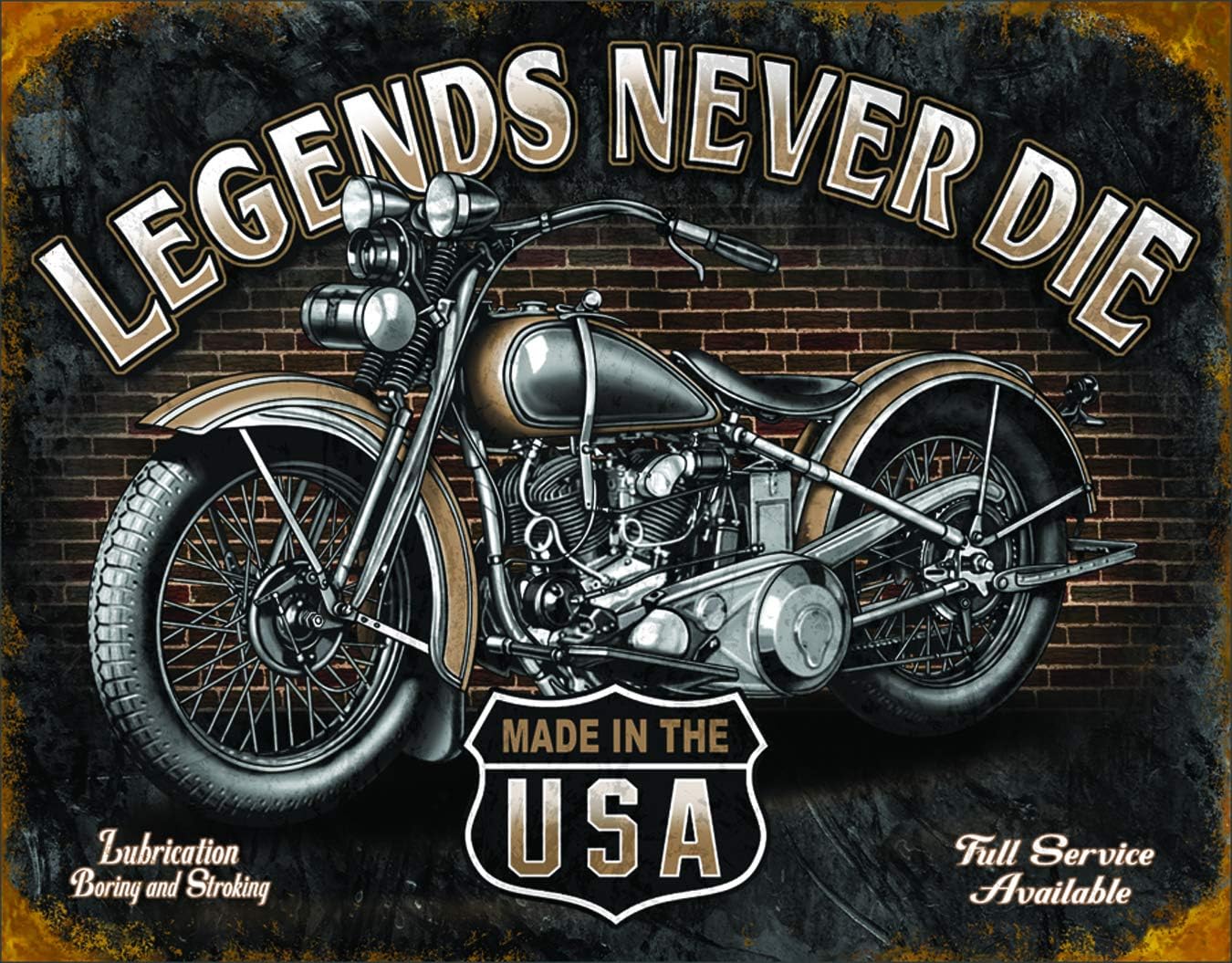 Desperate Enterprises Legends Never Die Biker Tin Sign Flat New 31X40 CM S2177