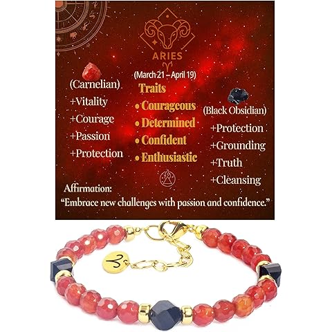 Zodiac Bracelets for Women 12 Constellations Healing Crystal Shiny Facet Beads Birt...