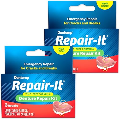 Dentemp Kit de reparación - Repair-It Advanced Formula - Kit de reparación de dentaduras postizas paquete de 2 - Kit de reparación de dentaduras