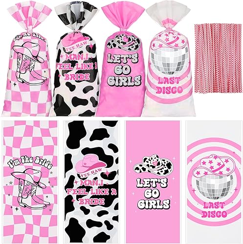 Tenceur 100 bolsas de regalo para despedida de soltera para niñas, fiesta de vaquera, discoteca rosa, decoración de vaquera, despedida de soltera,