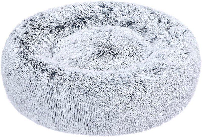 Amazon Basics Suave Cama donut para mascota de Perro, piel sintética, Se puede lavar a máquina, 59 cm, gris