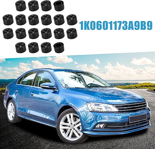 Miniatura 2 de Tapa de tuerca de perno de bloqueo de rueda 1K0601173A9B9 con herramienta de desmontaje para Volkswagen Jetta 2005-2017 plástico negro 20 piezas