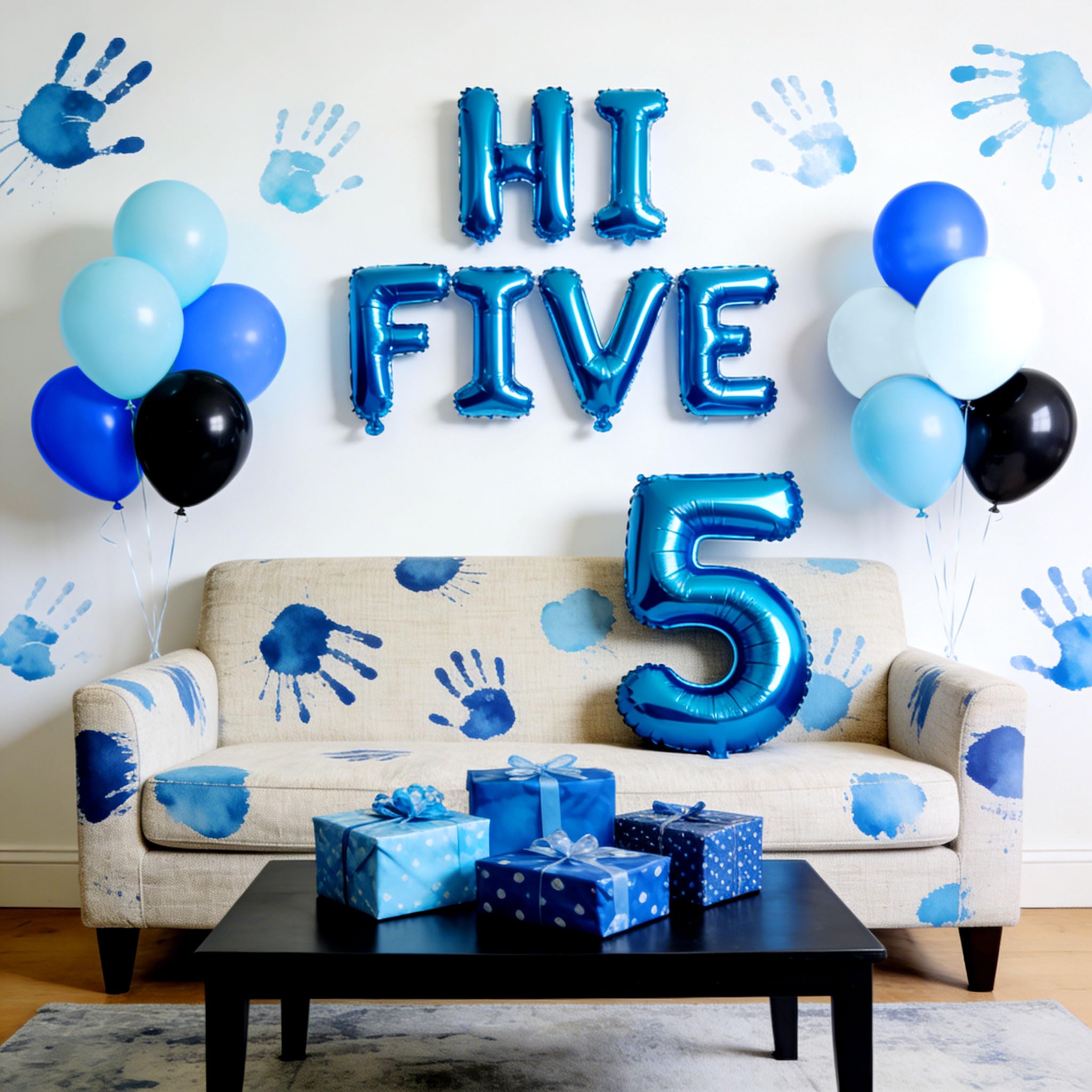 JeVenis Hi Five Birthday Party Decorations Boy Blue Hi Five Birthday Party Decorations 5th Birthday Party Decoration Boys Balloons Number 5 High Five