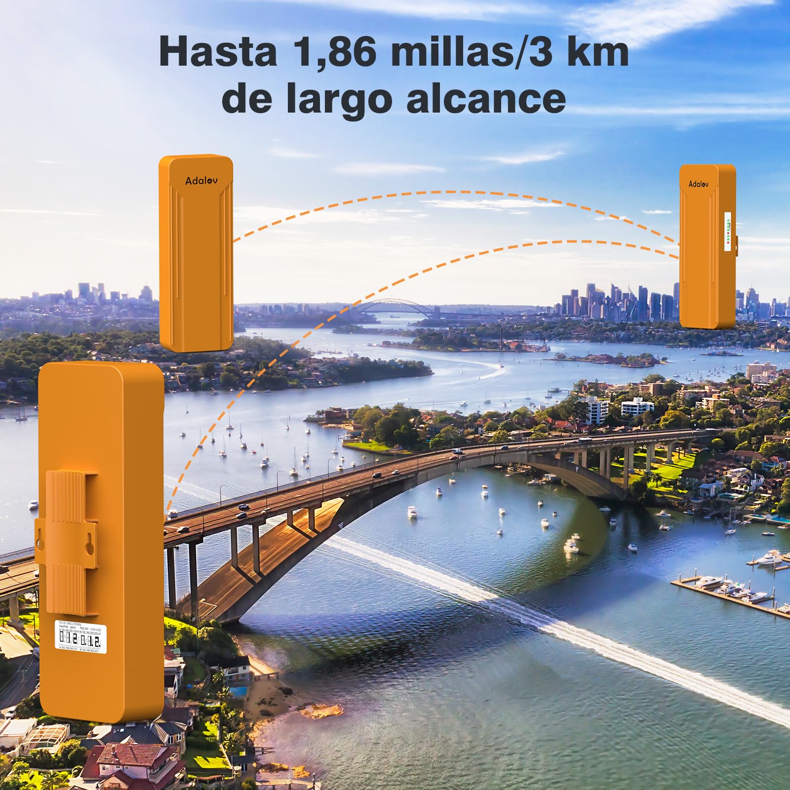 AdaLov CPE469 Gigabit Puente inalámbrico para Exteriores, Doble Banda 5.8G/2.4G 3 km Largo Alcance Bridge Wireless,Extensión de Red a Cámara/Dependencias/Jardín/Garaje/Taller,IP65 Impermeable,24V PoE
