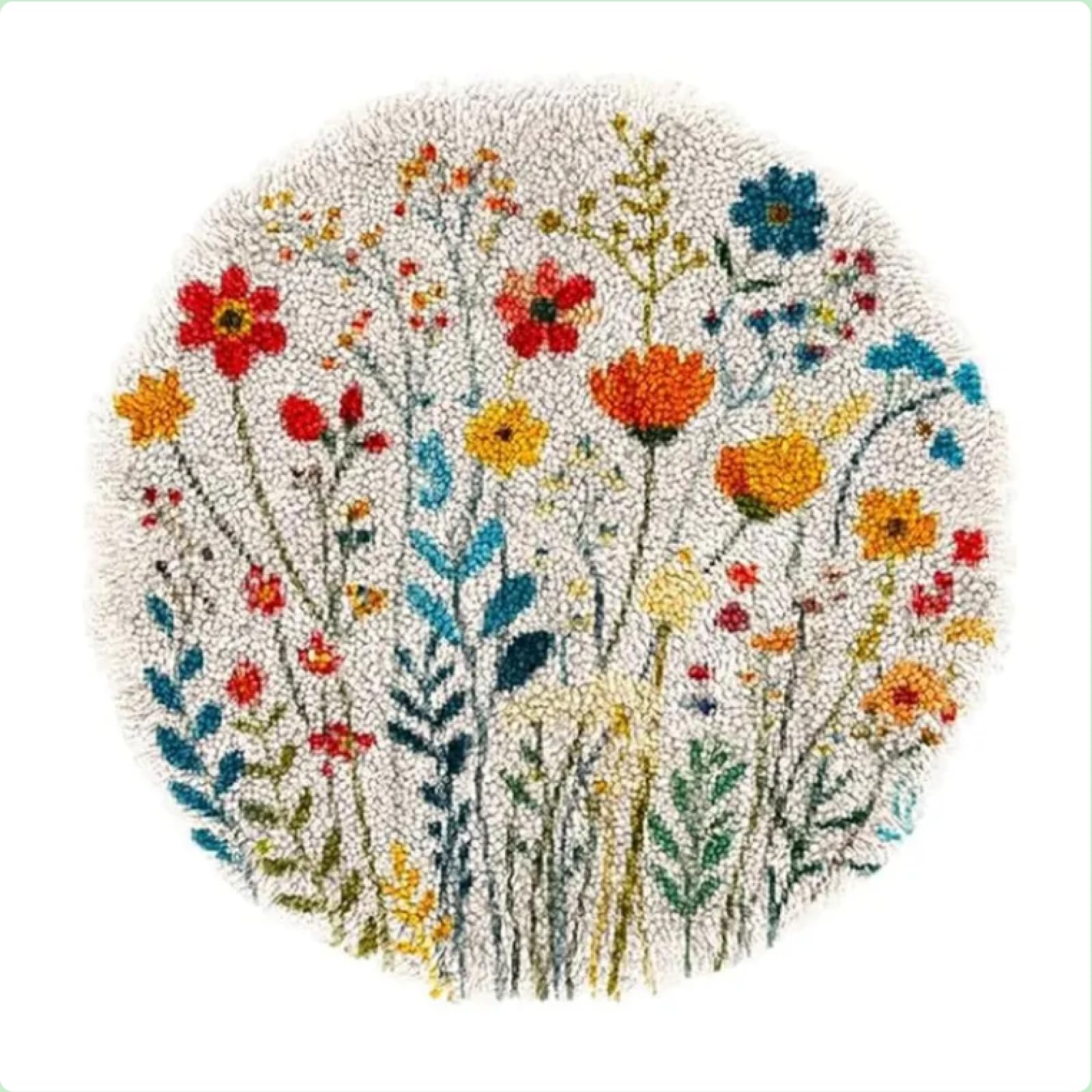 Many Colorful Wild Flowers Latch Hook Rug Kit: DIY Stamped Crochet Carpet