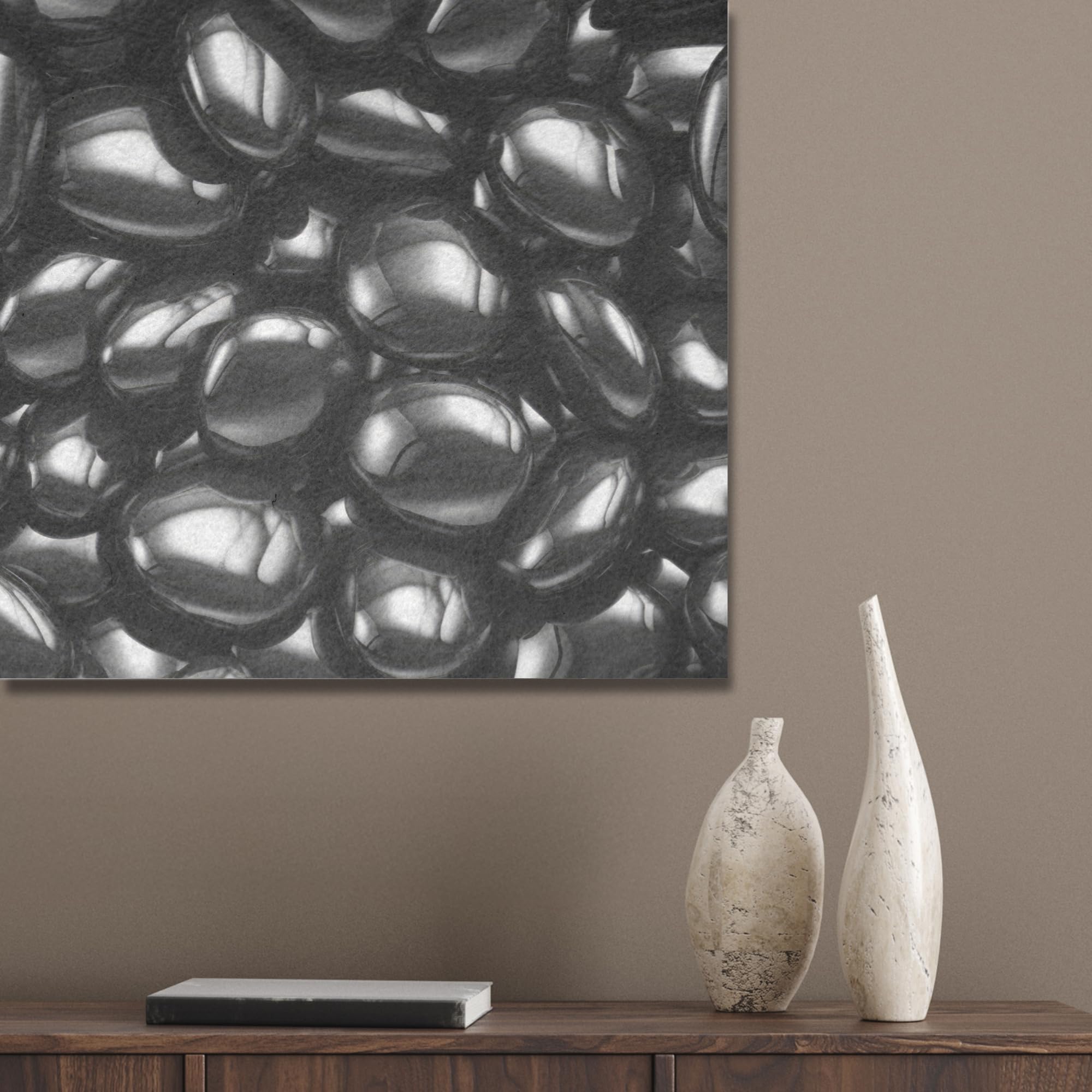 MuchoWow© Pannelli Fonoassorbenti Parete Acustici 90x90 cm Insonorizzanti Pannello Fonoassorbente Design Isolante Acustico Fonoisolanti Insonorizzazione Stanza Nero - Lucido - Pietre