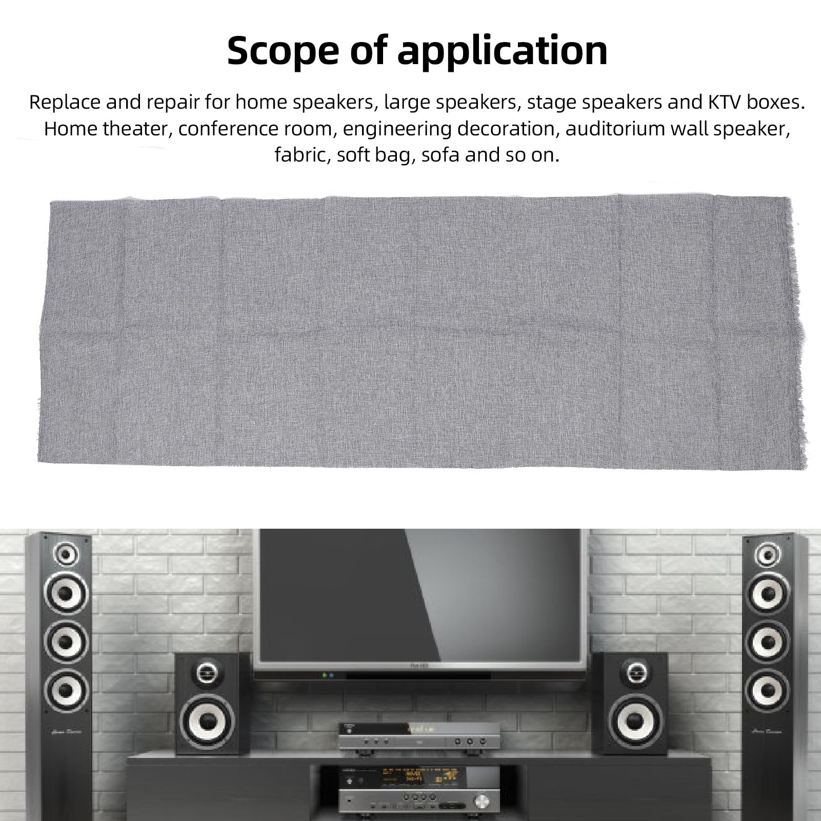 Housse en Tissu pour Haut-Parleur, 59,06 X 19,69 Pouces, Tissu de Grille en de Polyester pour Haut-parleurs Domestiques, Grands Haut-parleurs et Boîtes KTV, Tissu Stéréo