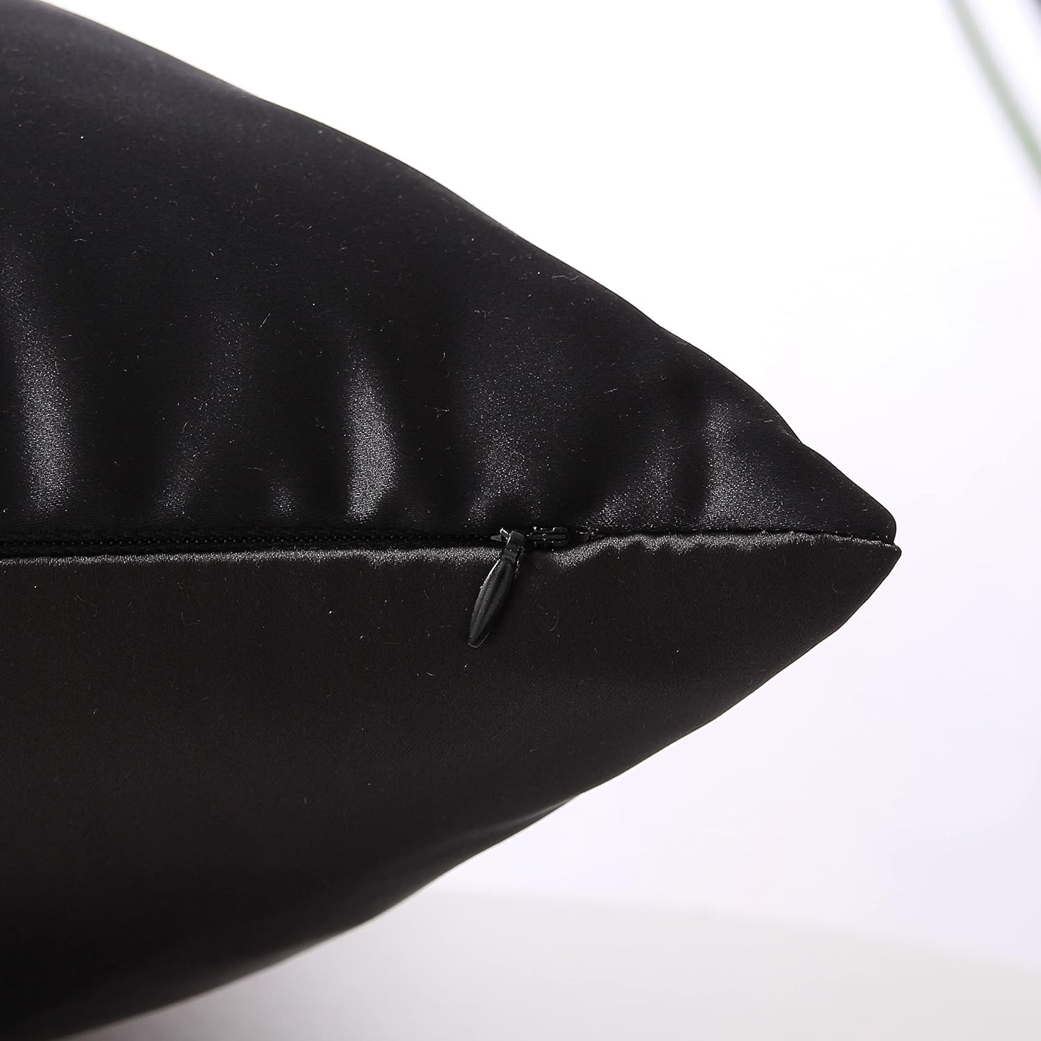 Throw Pillow Covers Set of 2 Black Gold Leather Striped Patchwork Jacquard Cushion Case Luxury Modern Square Decorative Cushion Covers for Sofa Couch Bed Home Decoration 18x18 Inch - Image 5