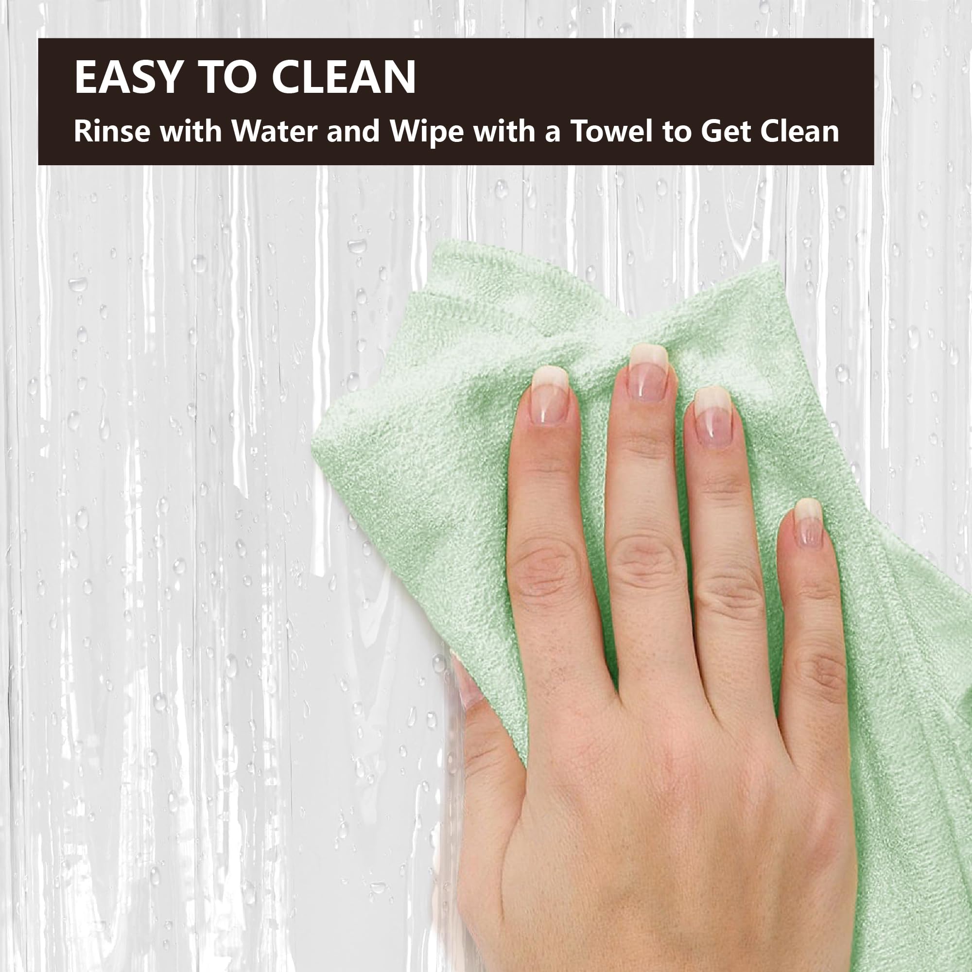 Cortina de ducha transparente de alta calidad, 180 x 90 cm, PEVA, fácil de limpiar, con lazo para colgar, elegante decoración de baño para ducha o bañera, impermeable y