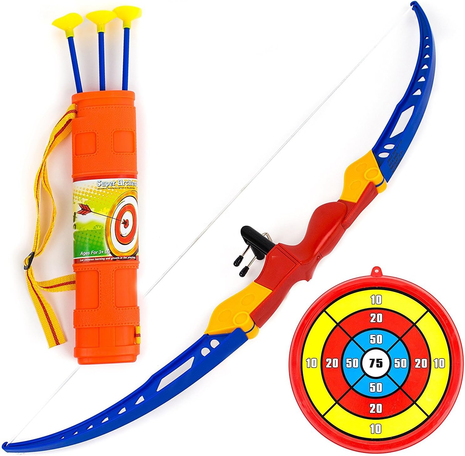 Planet Of Toys Archery Set For Kids Bow And Arrow Toys For Boys | Outdoor Bow Arrow Dhanush Baan Target Game For Kids - Multicolor
