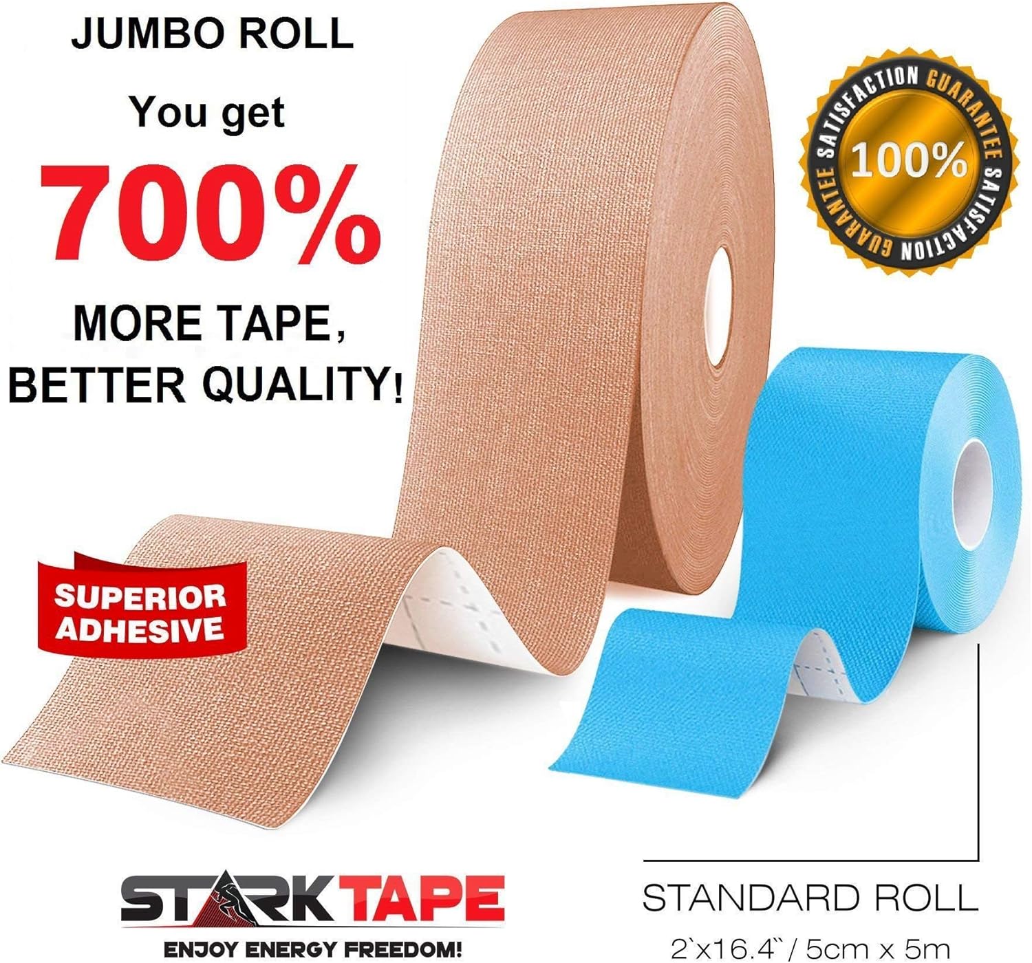 Kinesiology Tape - Professional 2 Pack Bulk Physio Rolls Sports Tapes for Sensitive Skin. K Physical Therapy Tape for Knee, Shoulder, Ankle, Wrist, Foot, Back Injury Muscle Pain aid