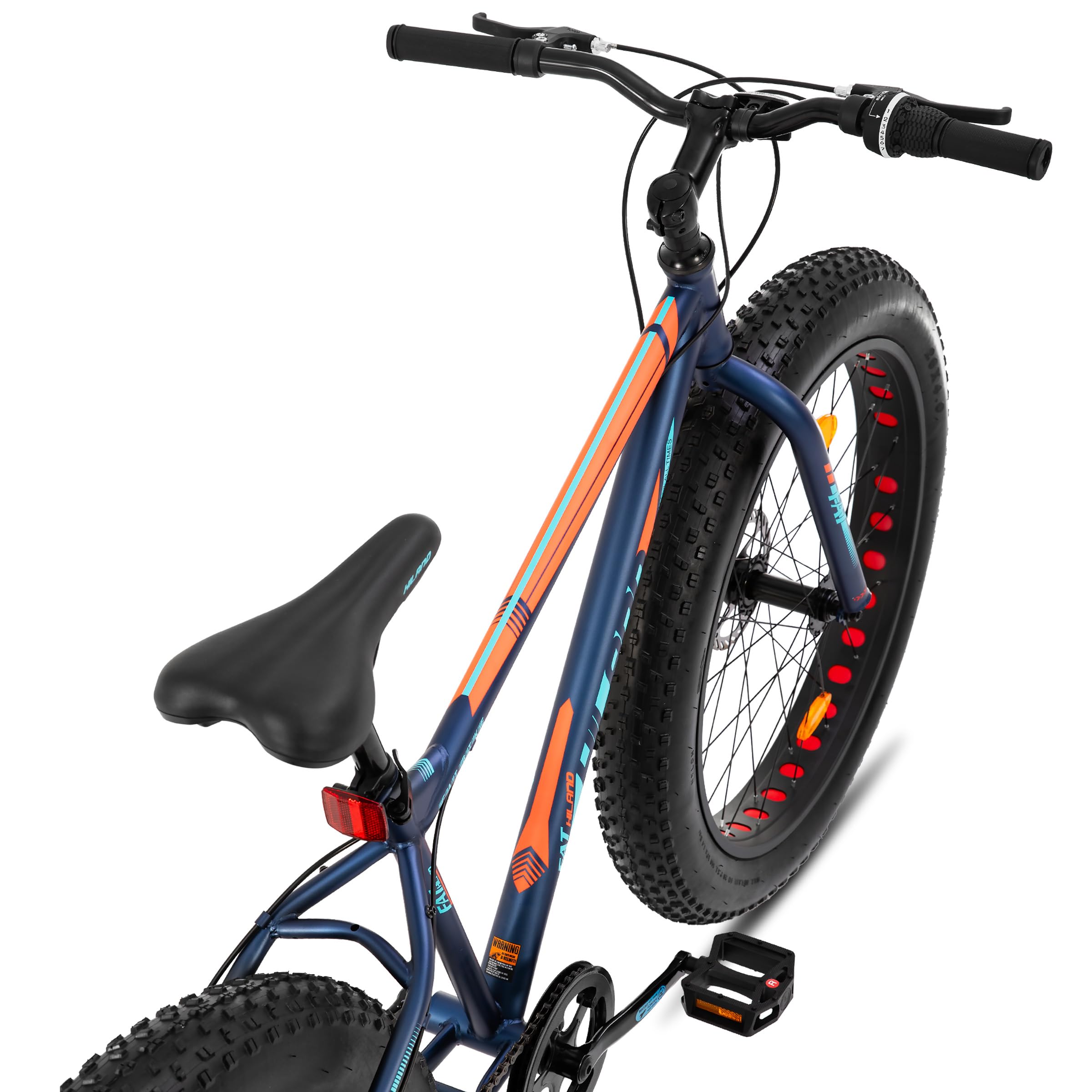 Hiland Fat Tire 24/26 Zoll Mountainbike mit Doppelscheibenbremse, 7-Gang Mountainbike für Jungen und Mädchen, Fahrräder für den Strand und die Stadt, Blau/Grün/Weiß/Silber