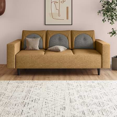 Interio by Godrej Sofa Cresco 3-Seater Fabric Sofa for Living Room, 3-Years Warranty, Solid Wood (Camel and Taupe)