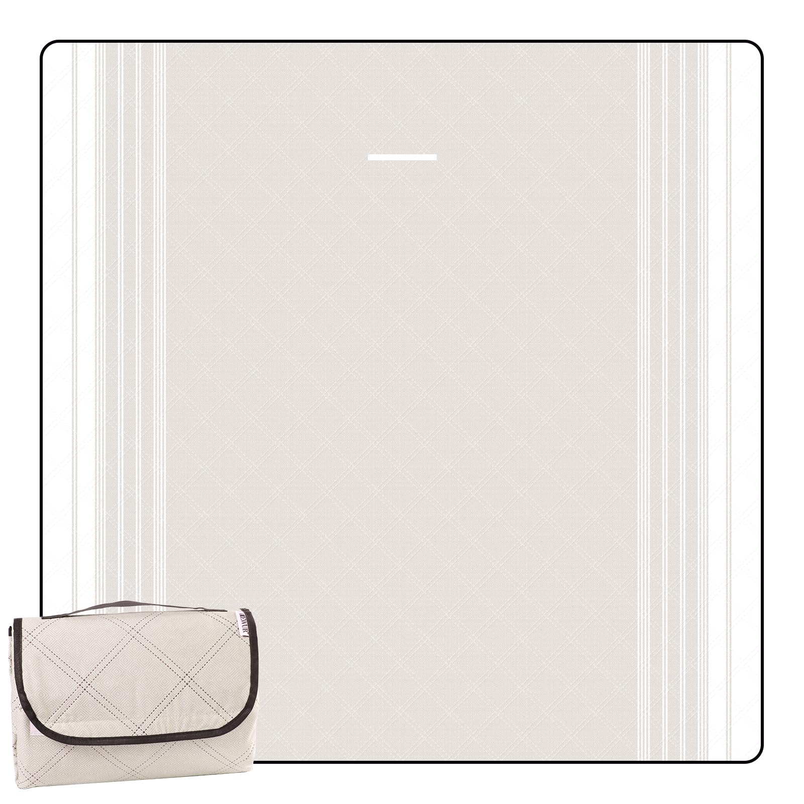 DEWUR Picknickdecke wasserdicht waschbar, Stranddecke Sandfrei XXL Campingdecke Strandmatte isoliert mit wasserdichter Unterseite (Khaki, 200 x 200 cm)