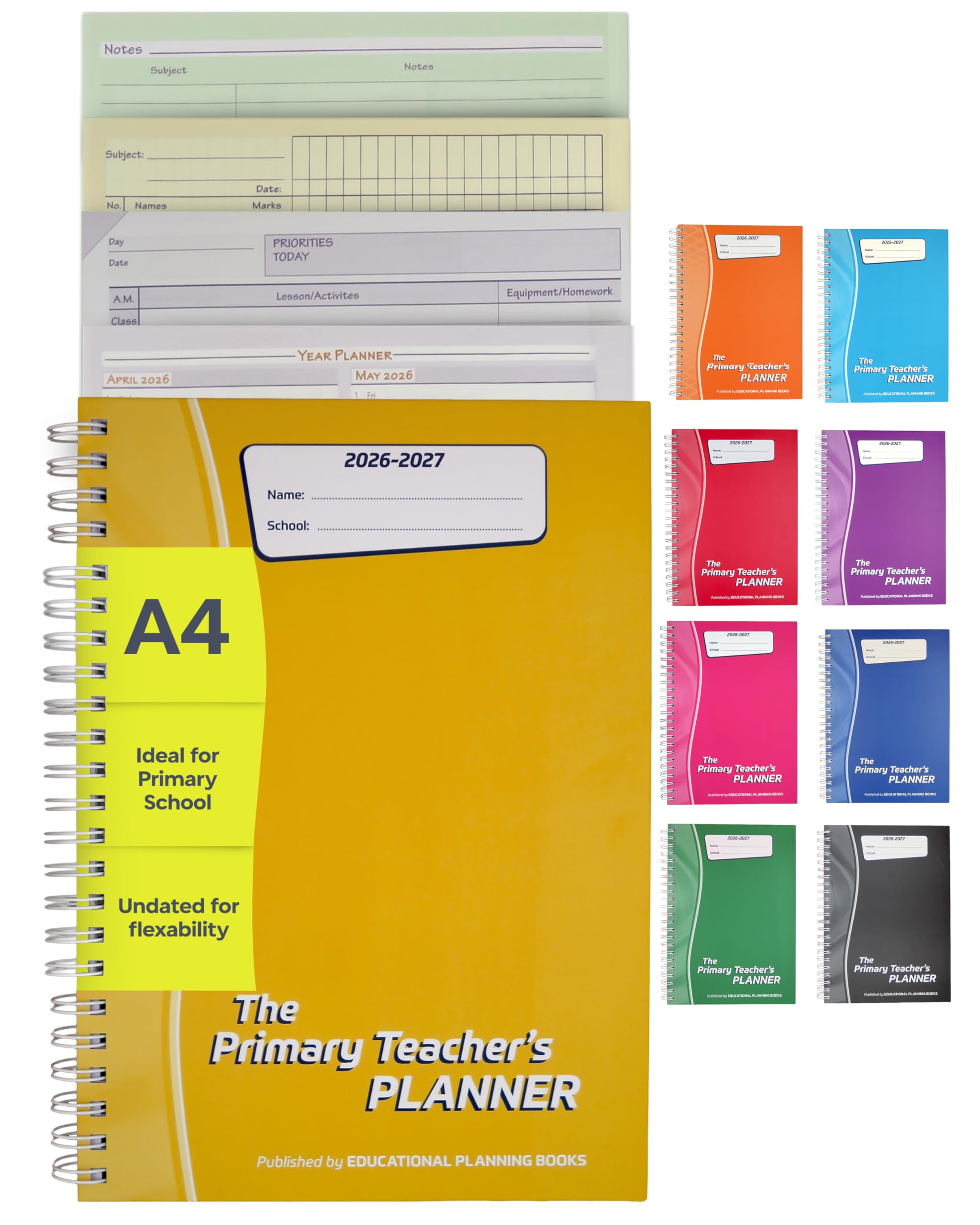 Educational Planning Books – The Primary Teachers Planner 2026-2027 – A4 – Undated Page-a-Day, Lesson, Term and Year Planning for Primary & Early Years Teachers – Hardback (PTP1-Y)