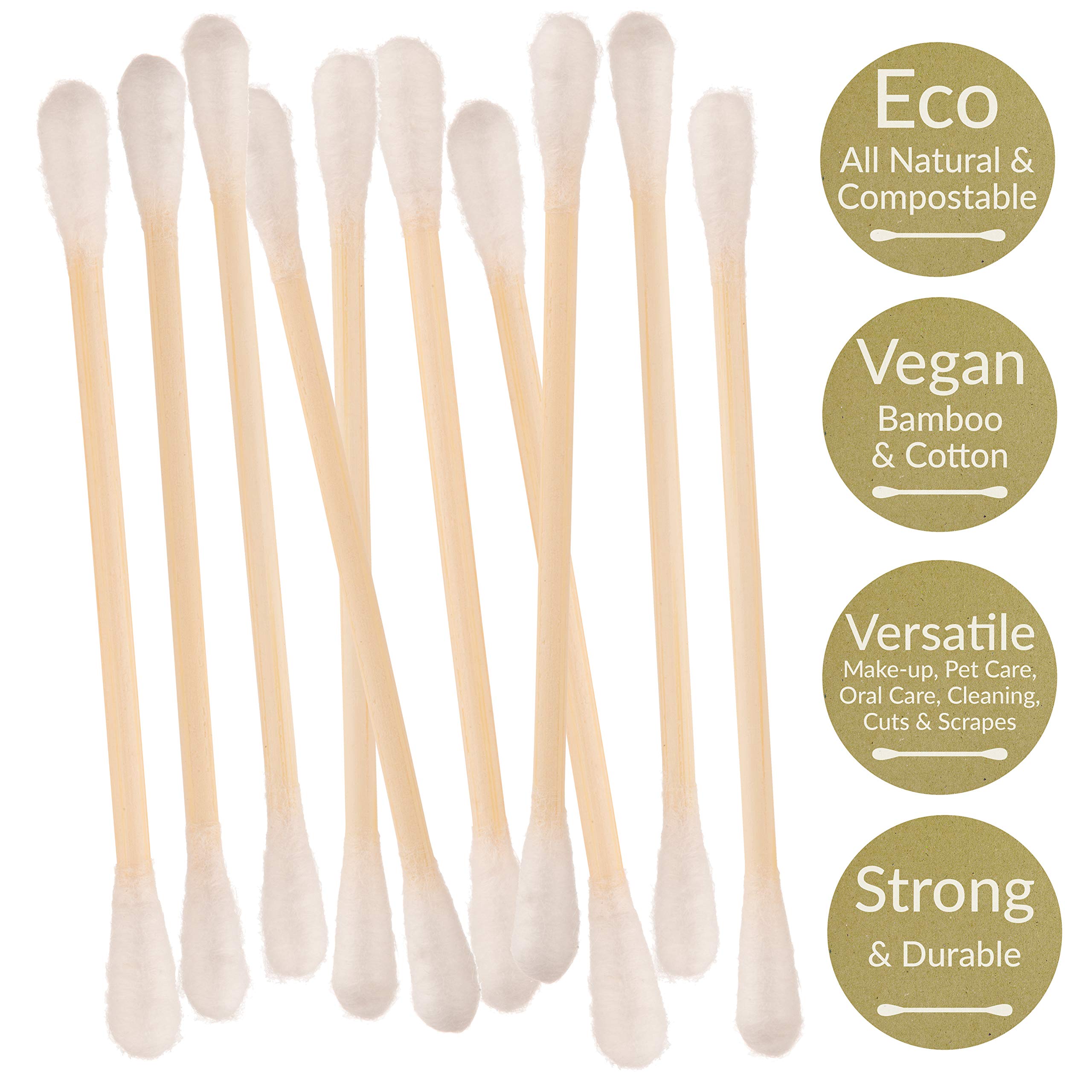 300 cotton fioc di bambù | 100% ecologici Q Tips | Buds per la pulizia delle orecchie in legno naturale | senza plastica | imballaggio ecologico