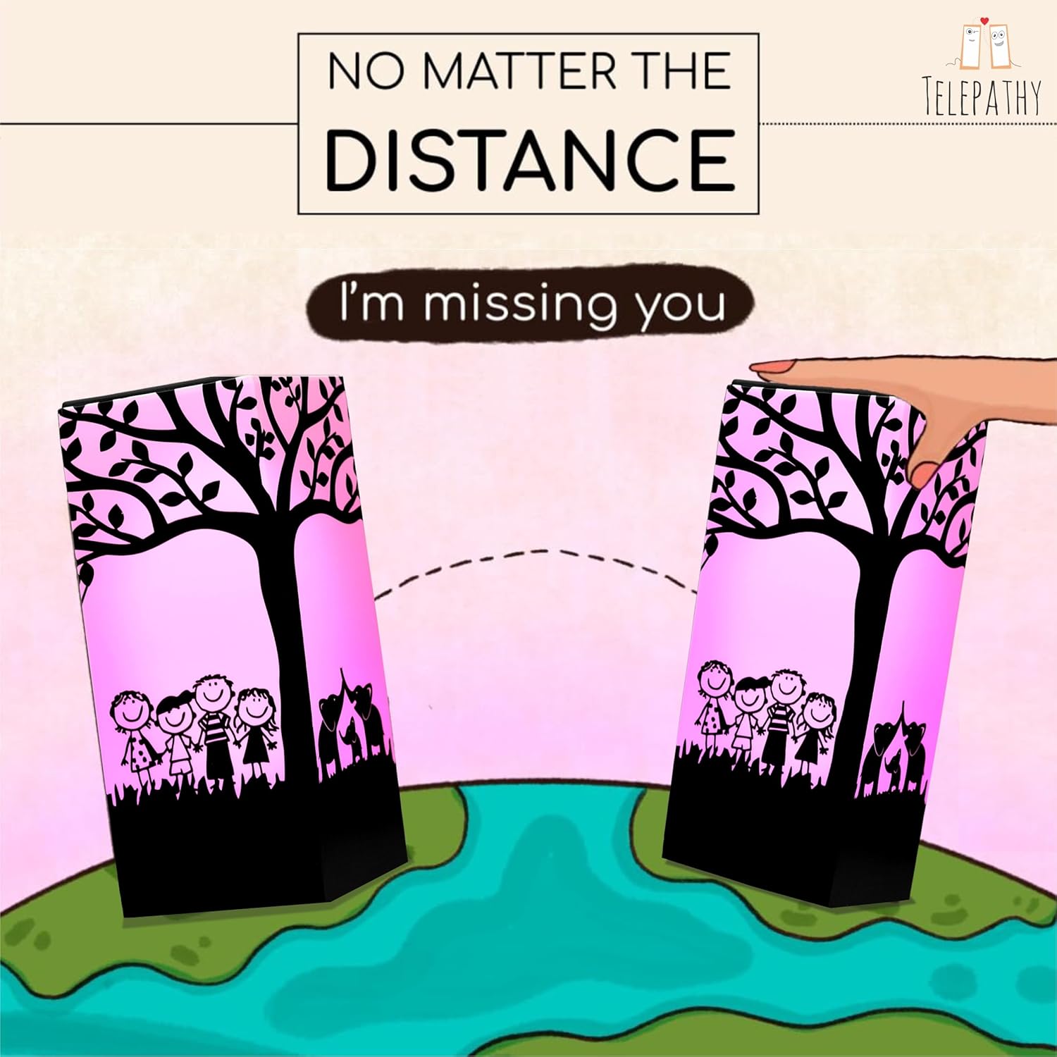 Telepathy Tree – Long Distance Touch Lamps Set of 2 | Celebrating Childhood & Nature | Wi-Fi Friendship Lamps with Changing LED Lights | Long Distance Gift for Loved Ones, Kids | Friendship Lamps