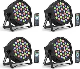 36 RGB LED DJ Stage Uplight -DMX Control Sound Activated with Remote Control and 9 Modes LED for Wedding, Events, Christmas and Halloween Music Disco Party -R&D in USA-4 Pack