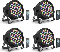 36 RGB LED DJ Stage Uplight -DMX Control Sound Activated with Remote Control and 9 Modes LED for Wedding, Events, Christmas and Halloween Music Disco Party -R&D in USA-4 Pack