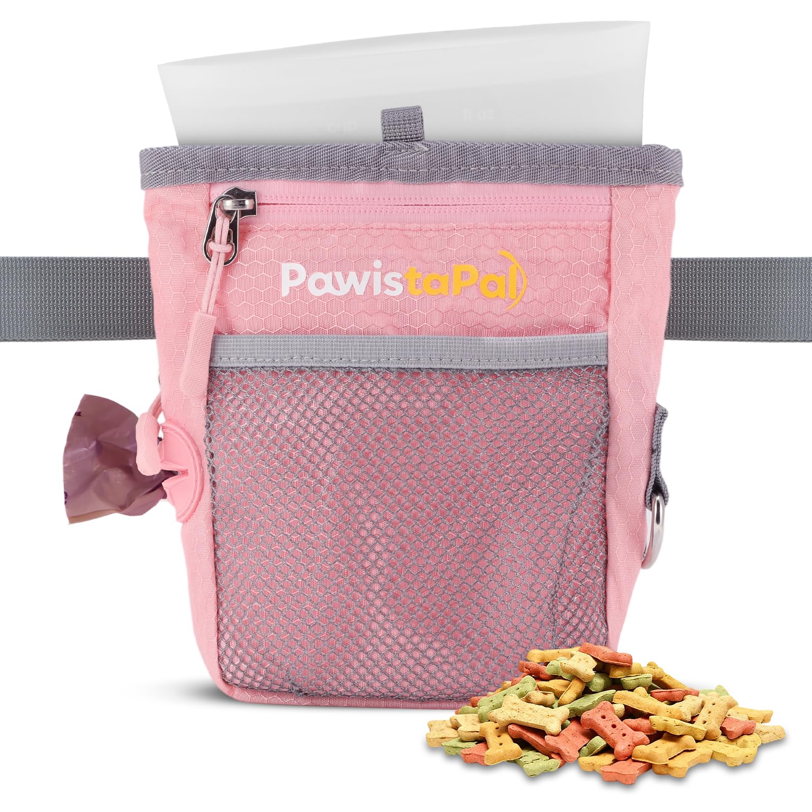 Dog Treat Pouch for Pet Training, One-Hand Magnetic Closure, Hands-Free Treat Bag with Silicone Liner, No Mess No Smell