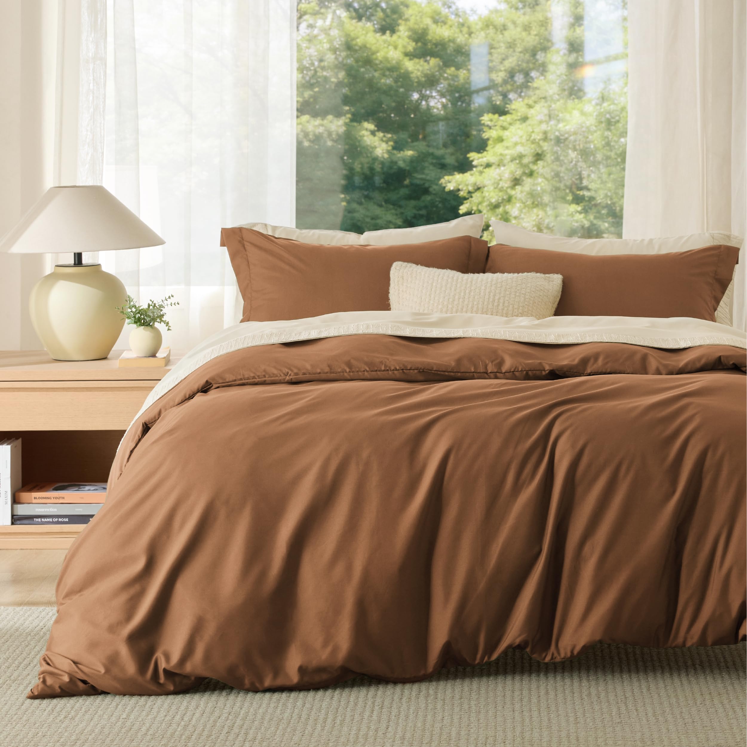 Bedsure Duvet Cover Full Size, Soft Double Brushed Bedding Set, 3Pcs, Brown