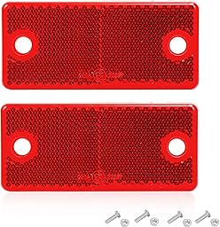 Riflettore Rettangolari Avvitare Rosso per Rimorchio, Catarifrangente Rettangolare Rosso Posteriore per Auto Rimorchio Caravan con E-Mark, 90x40x8mm（Rosso-Rettangolari-Avvitare-2Pezzi）