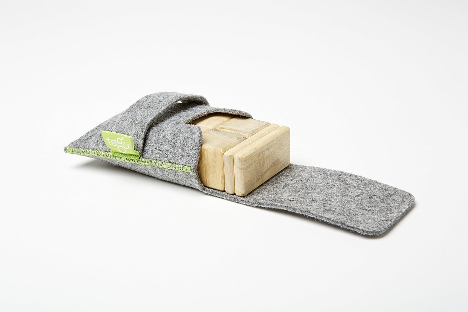 8 Piece Tegu Pocket Pouch Magnetic Wooden Block Set, Natural