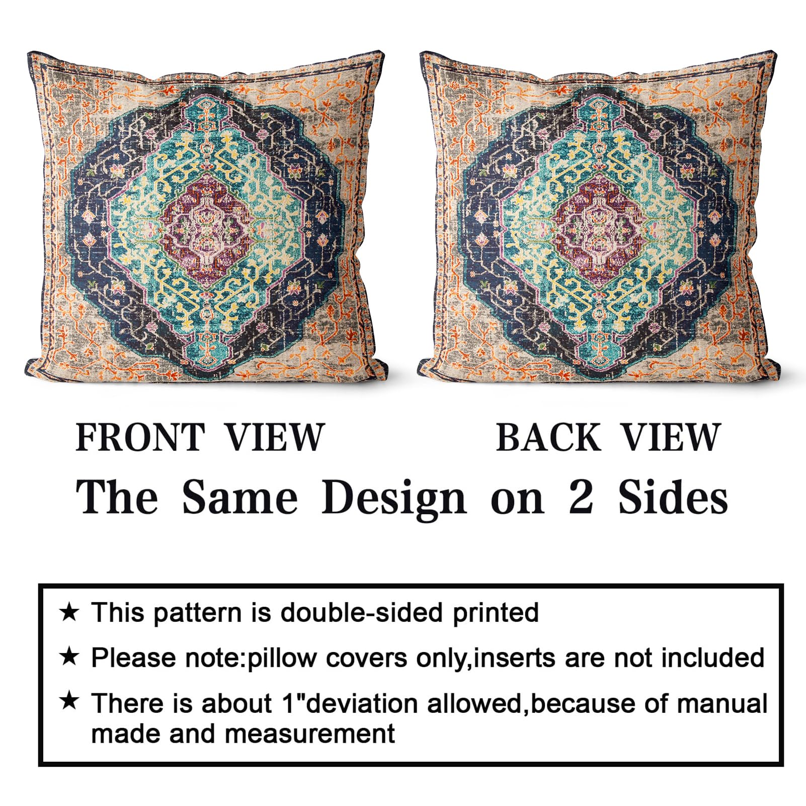 Snylcce Boho Throw Pillow Covers Set of 2, Burlywoodt Antique & Vintage Design, Double-Sided Pattern - Image 2