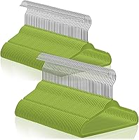 Vista 24 de Casafield 50 perchas de terciopelo para bebé, tamaño de 11 pulgadas para ropa de bebés y niños pequeños, color verde azulado