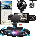 360 Vue des degrés 4 Chaîne Dash Cam 5G WiFi & Contrôle de l'application, GEMEK 2K Caméra avant et arrière intérieure, gauche et droite pour les voitures, libre 64GB TF Carte, G-sensor, vision nocturne