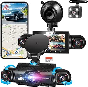 GEMEK 4 Channel 360° 2K Dash Cam with Night Vision, WiFi & App Control, Free 64GB TF Card