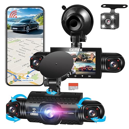 GEMEK 360-Degree 4 Channel Dash Cam 2K 5G WiFi 64GB