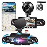 360 Degree View 4 Channel Dash Cam 5G WiFi & App Control, GEMEK 2K Front and Rear Inside, Left and Right Dash Camera for Cars, Free 64GB TF Card, G-Sensor, Night Vision, 24-Hour Parking Mode