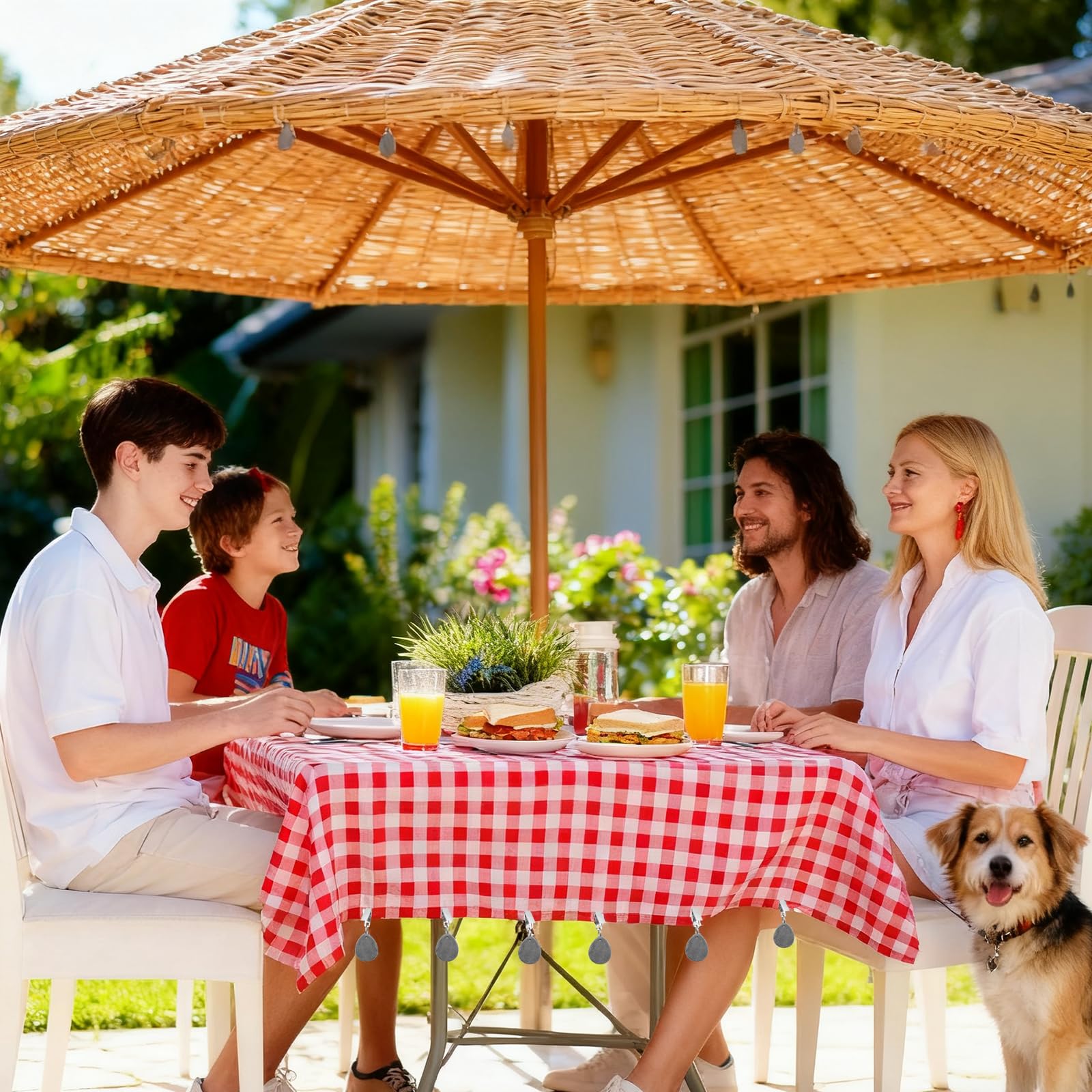 10 Pcs Pesos para Manteles, Pesas para Manteles de Exterior, Contrapeso Pesas de Mármol para Mantel con Pinzas para Decoración de Bodas y Picnics al Aire Libre