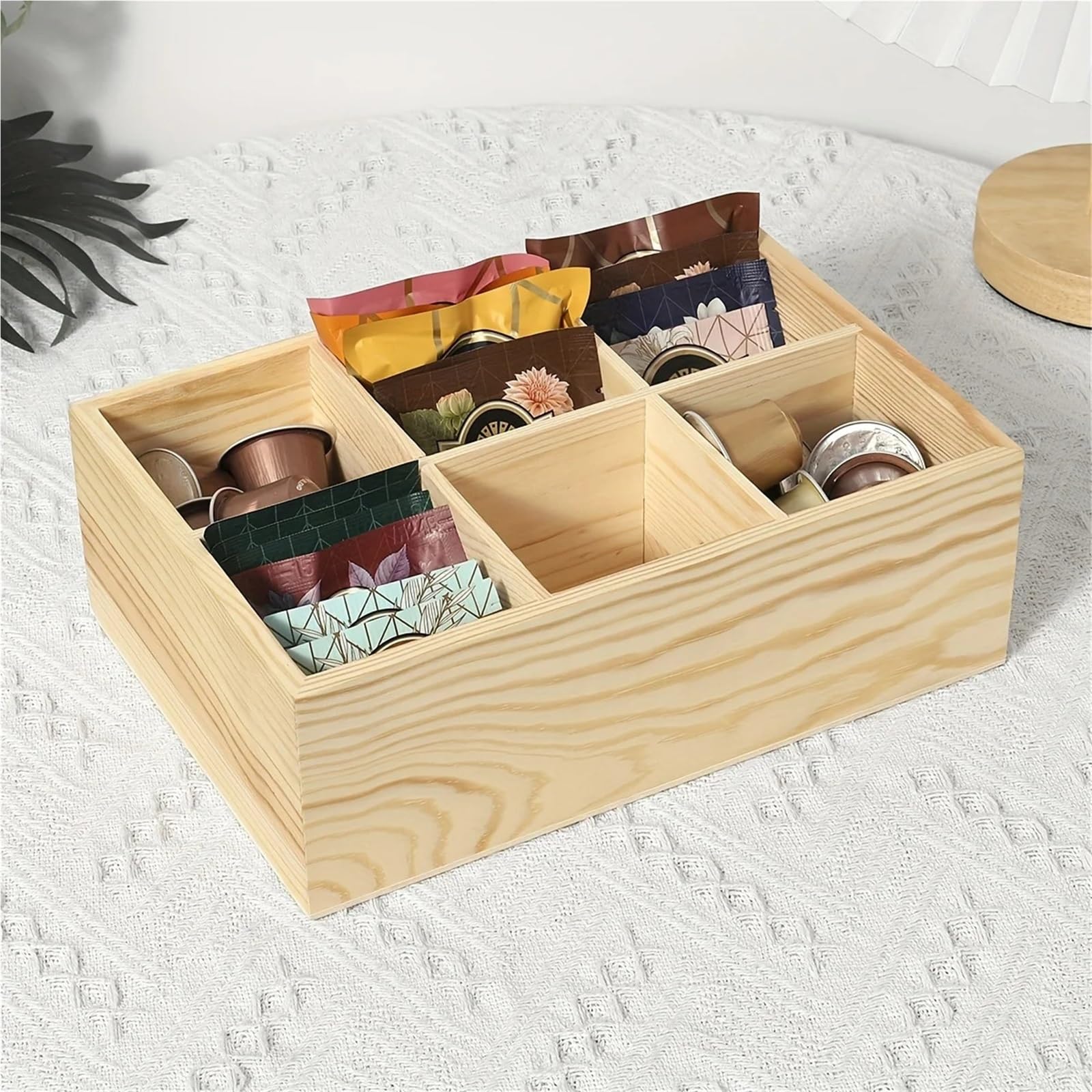 Organisateur De Sachets De Thé Organisateur de stockage de sachets de thé en bois, boîte de conteneur empilable, support en bois à 6 compartiments, porte-stylo de bureau, organisateur de bureau Pour R