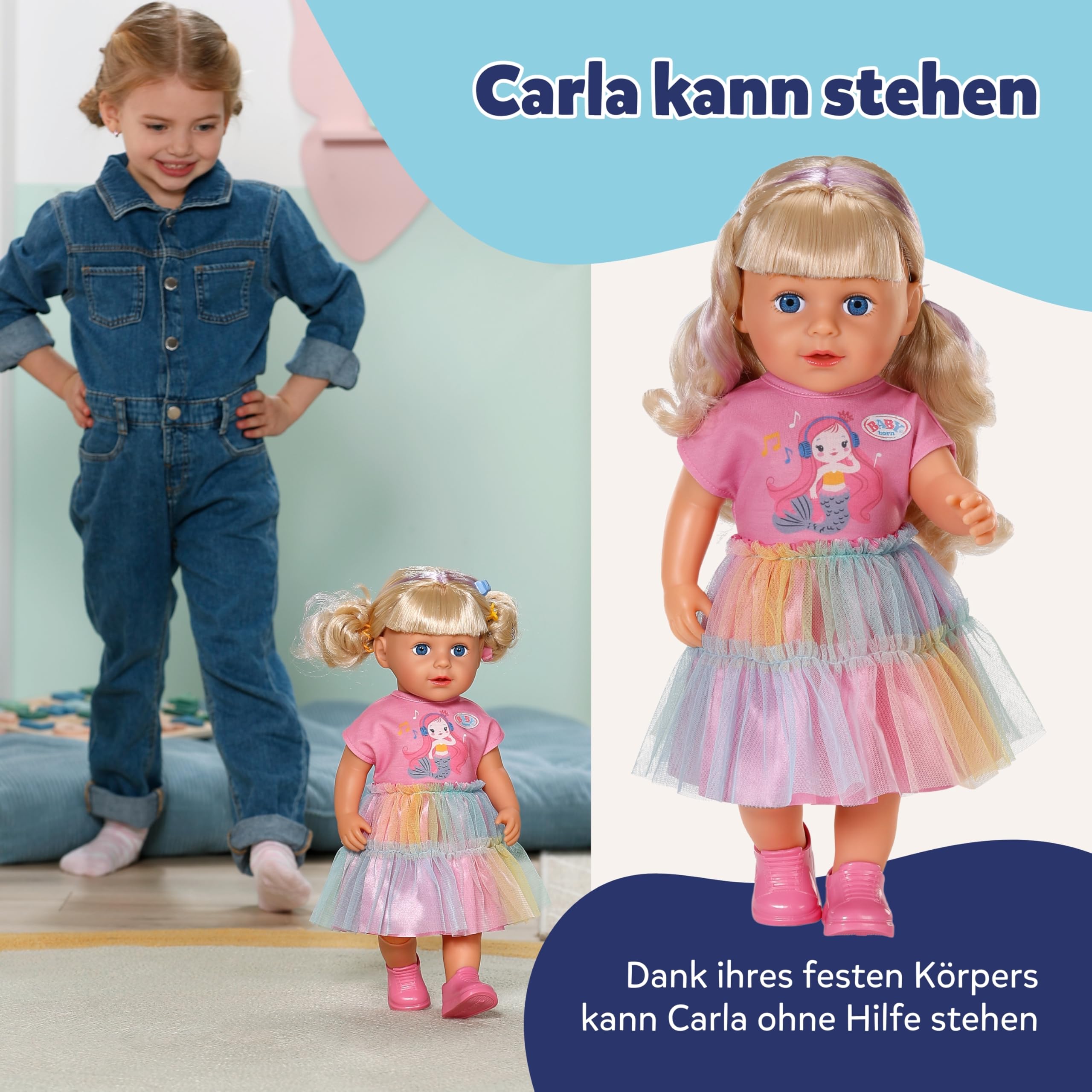BABY Born Carla 43 cm Puppe mit Blondem Haar Strähnen Keine Batterien Kinder ab 4 Jahren 7 Accessoires