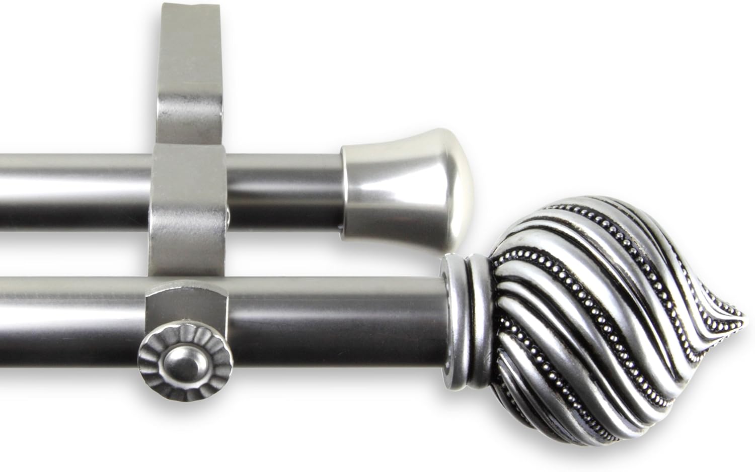 A&F Rod Decor - Posie Double Curtain Rod 48-84 inch - Satin Nickel