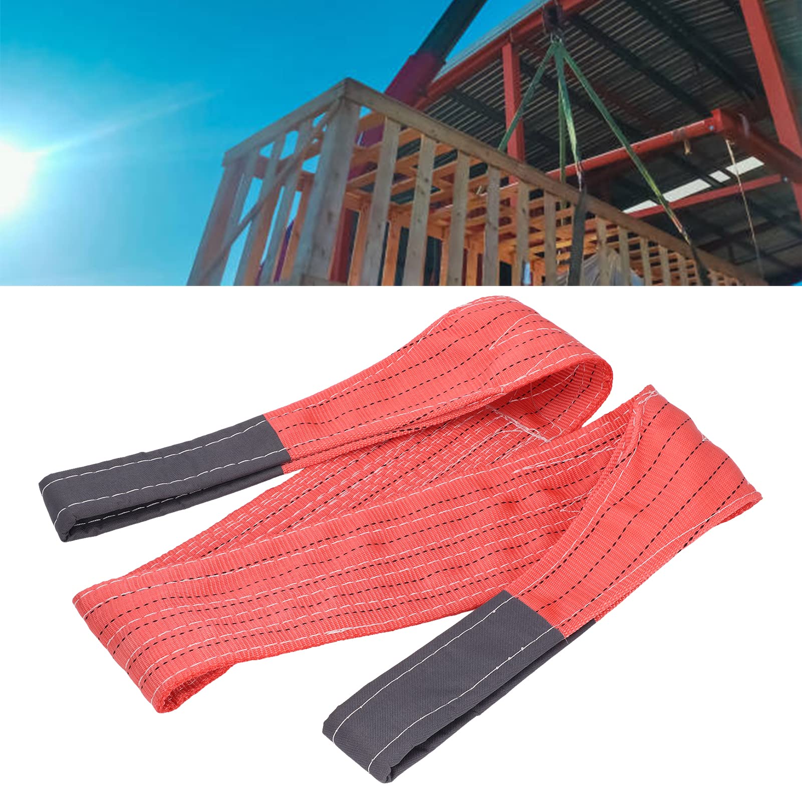 Sangle de levage ronde et robuste en polyester avec capacité de 5000 kg, sangle de gréement de charge de 2 m de long pour la construction et l'utilisation industrielle