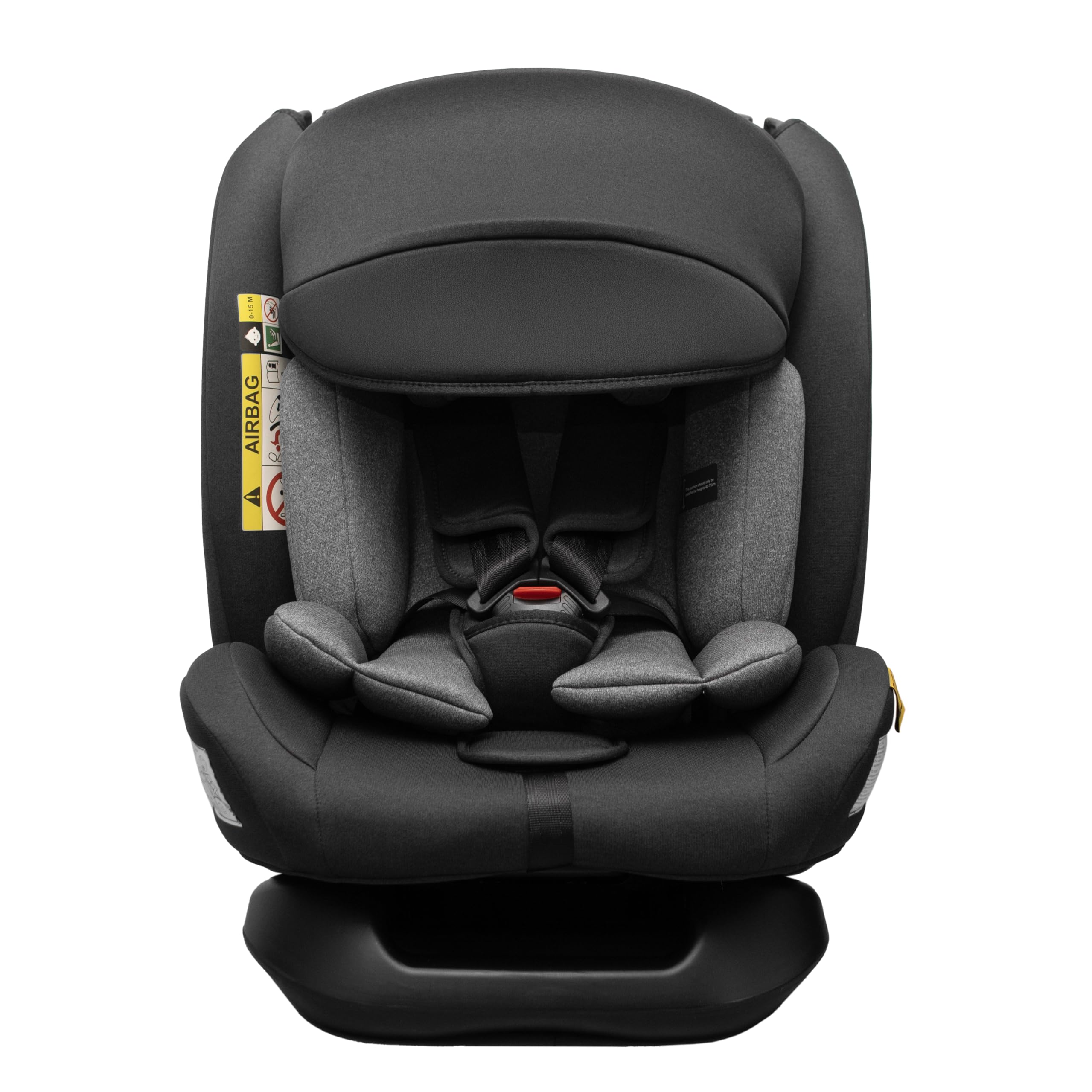 KidsZone YC11 Silla Coche sin Isofix 0-36 kg - Silla Coche Bebe Grupo 0 1 2 3, i-Size (40-150 cm) 0-12 años - Ajuste de la Inclinación del Asiento, Reposacabezas Ajustable, Negro-Gris