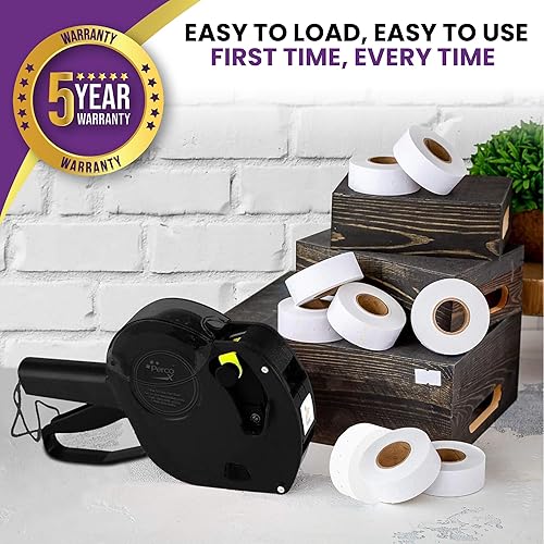 Miniatura 4 de Perco X 1 Line Dater Gun with Labels Kit - 1 Line Label Gun with 9000 White Blank Labels, and an Extra Inker