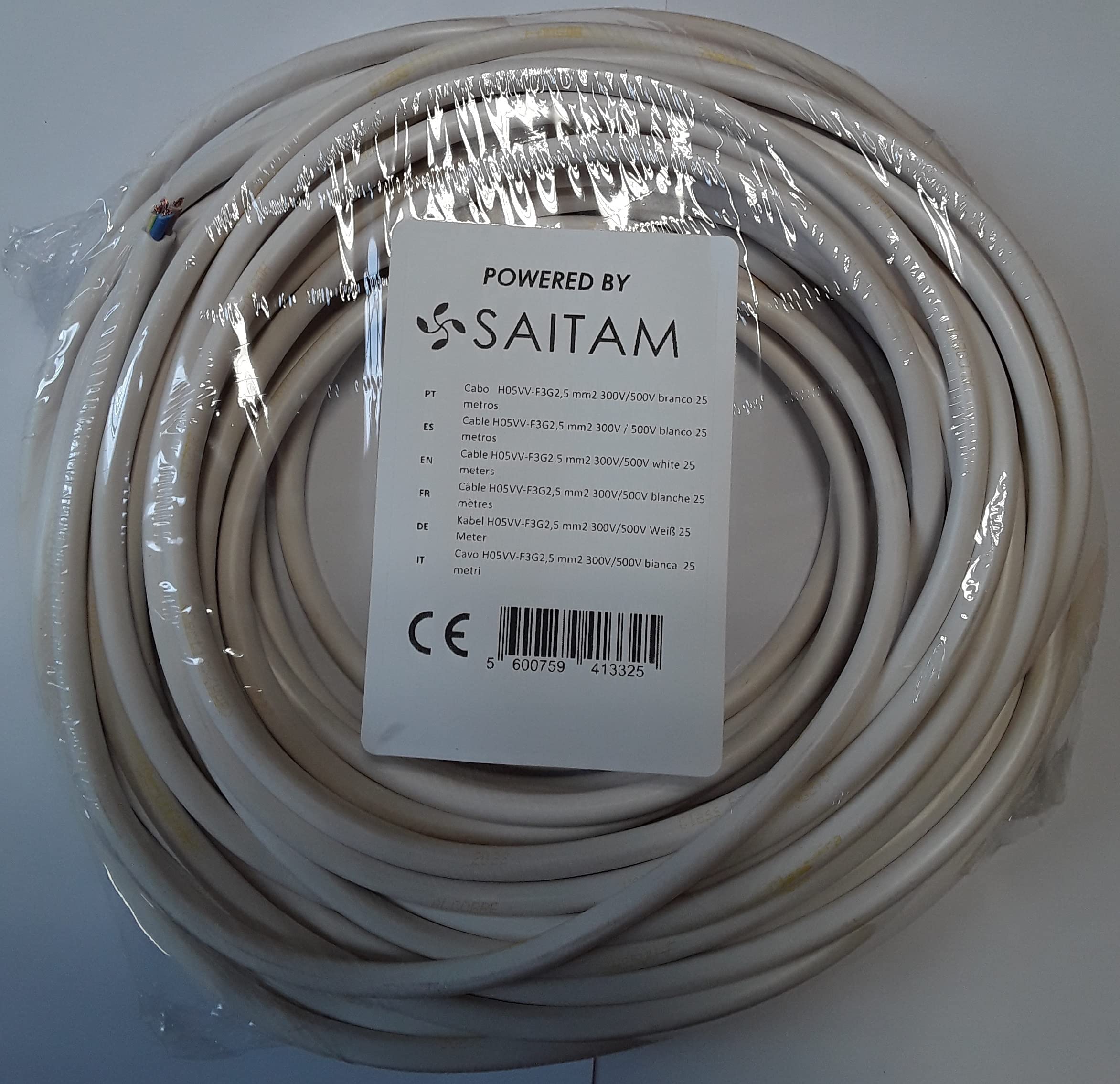 Cable H05VV-F Manguera 3G2,5mm 25m (blanco)