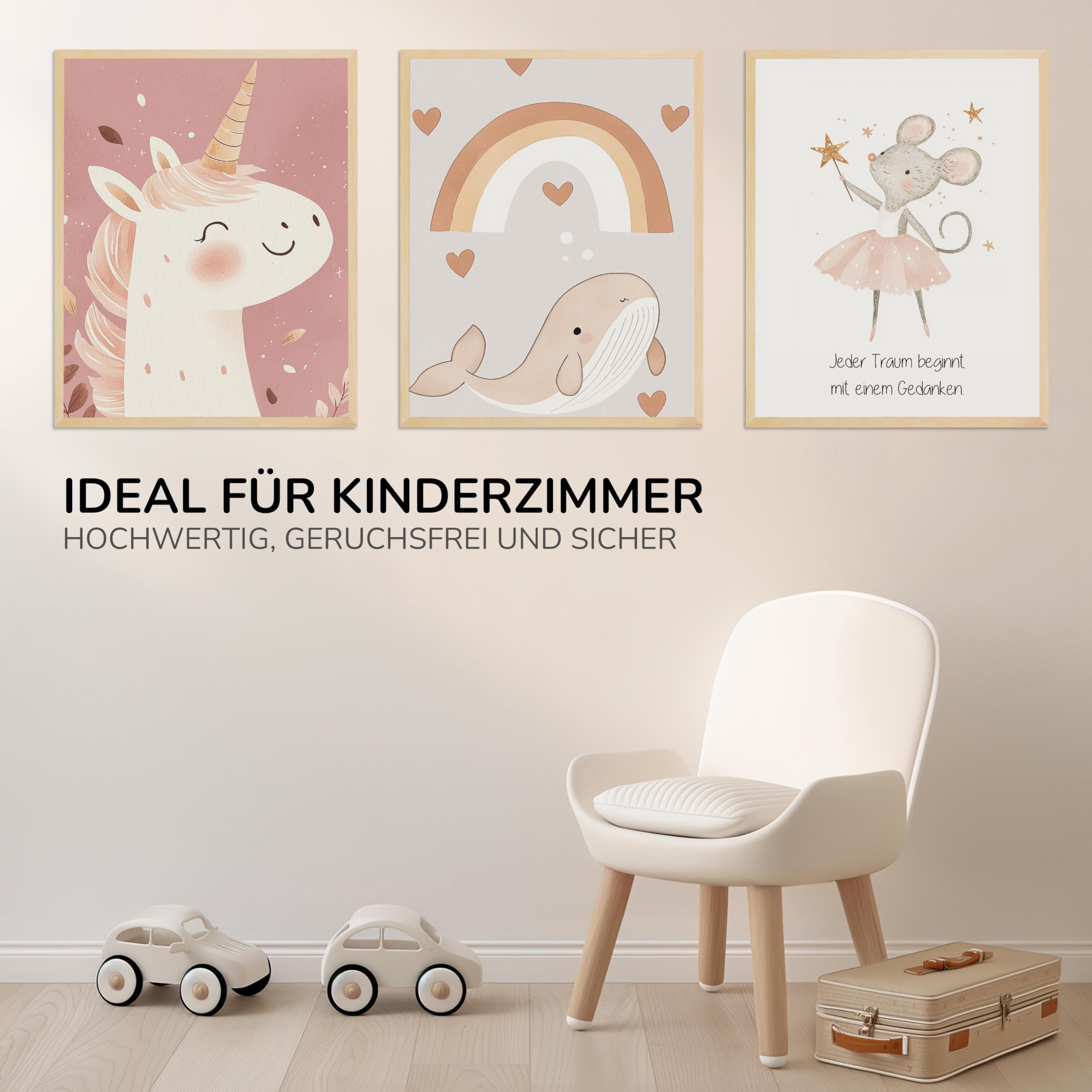 Kidsmood - Affirmationsposter für Kinderzimmer - Ermutigende bilder fürs Kinderzimmer Mädchen & Jungen – Babyzimmer Deko – Wandbilder Tiere für Kinderzimmer deko [Fantasiewelt |21x30 cm ]