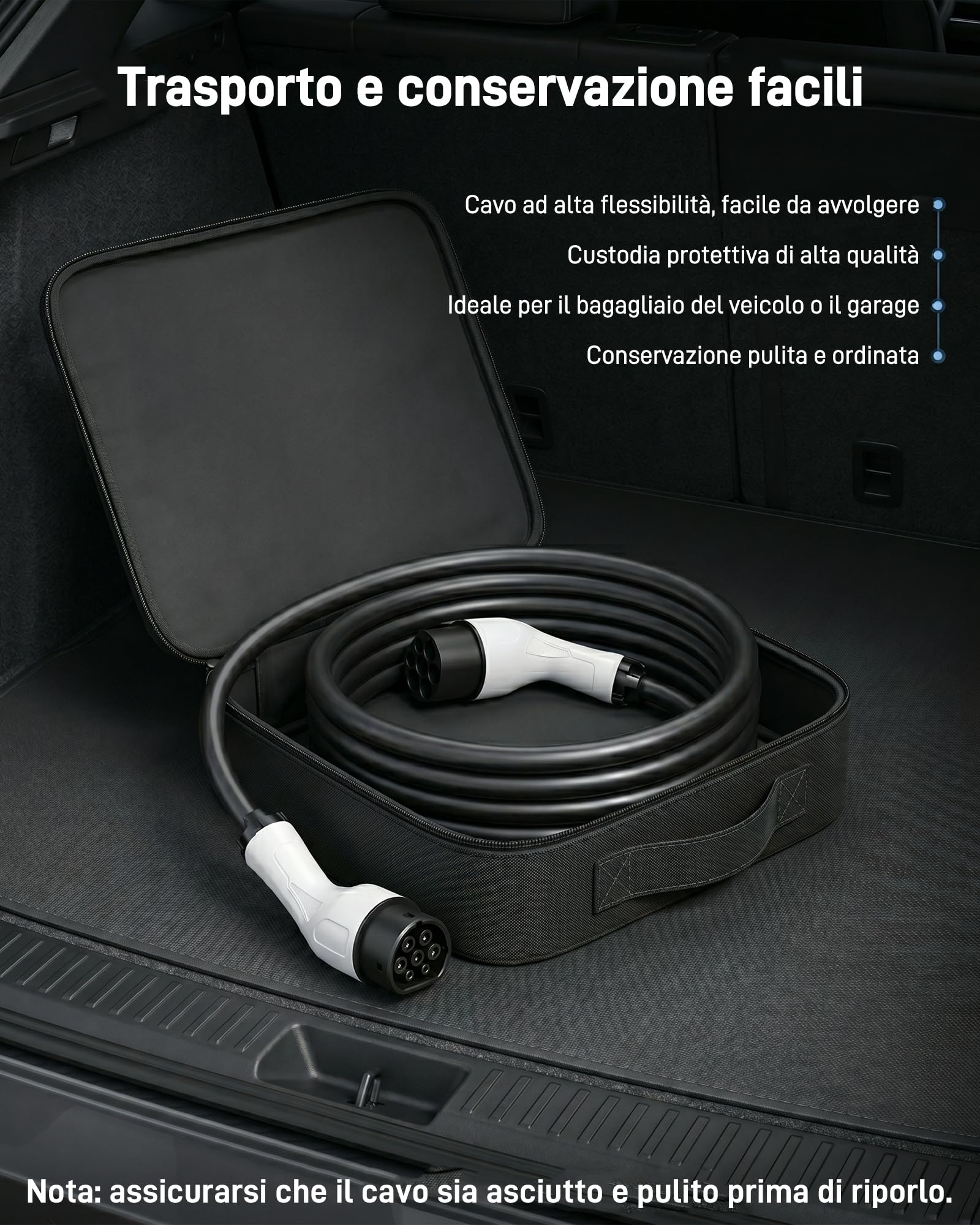 Cavo Prolunga Tipo 2 (32 A, 7,4 kW, 5 Metri, Monofase) | Cavo di Estensione Compatibile con Caricatori per Auto Elettriche, Stazioni di Ricarica e Wallbox per EV/PHEV