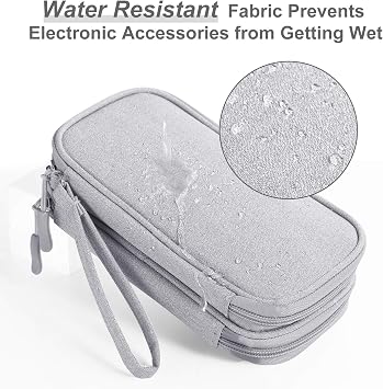 Bevegekos Electronics Accessories Organizer Pouch Bag, Designed for Power Adapter/Charger/Cables/Mouse, for Travel (Light Grey)
