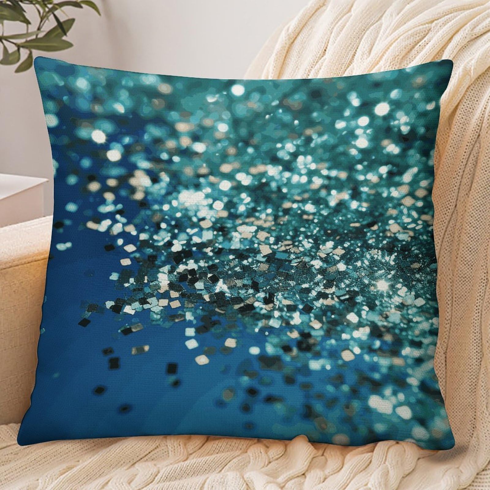 Fekiloot Style Glittered Blue Background Pillowcase Pillow Sham Pillow Case