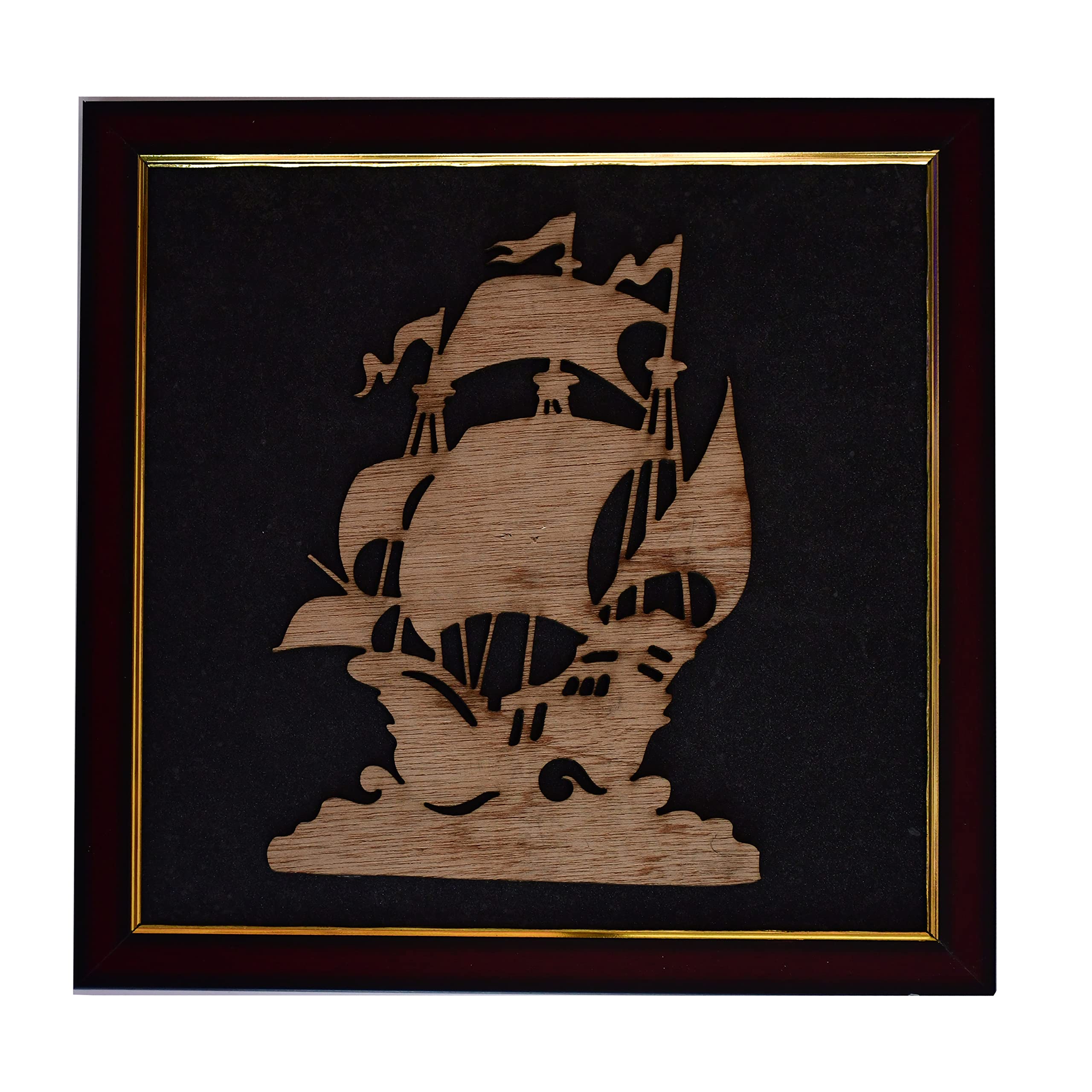 Creative Decorative (Ship) Wall 2D Wood Art, For Wall Decoration, 13.5 x 13.5 Inches, Brown, Pack of 1