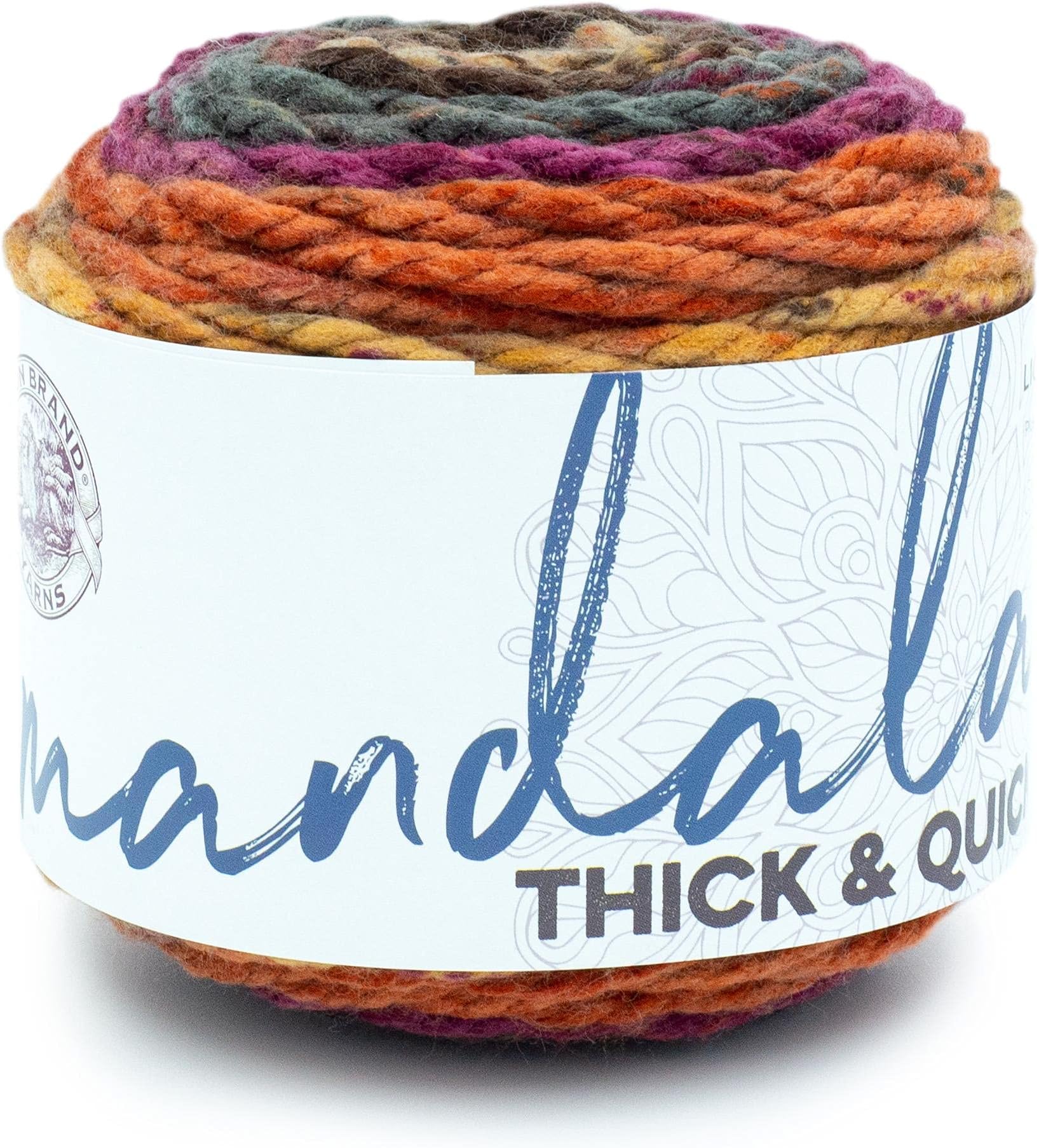 Lion Brand Yarn (1 Skein) Mandala Thick & Quick Bulky Yarn, Pocket Watch