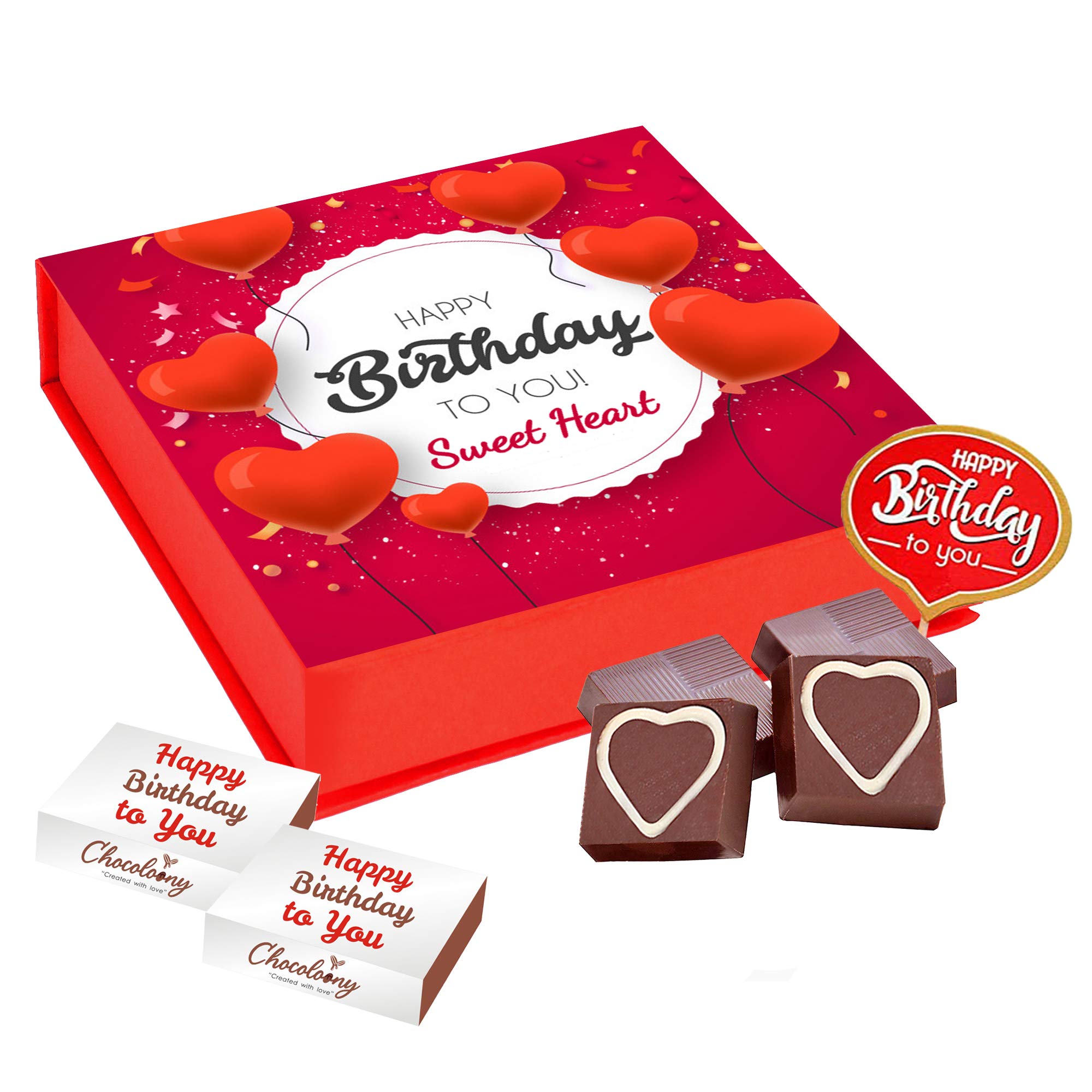 Chocoloony Chocolate Gift Box of 9 Assorted Heart Chocolates for Birthday for Girlfriend, Boyfriend, Husband, Wife and Lover